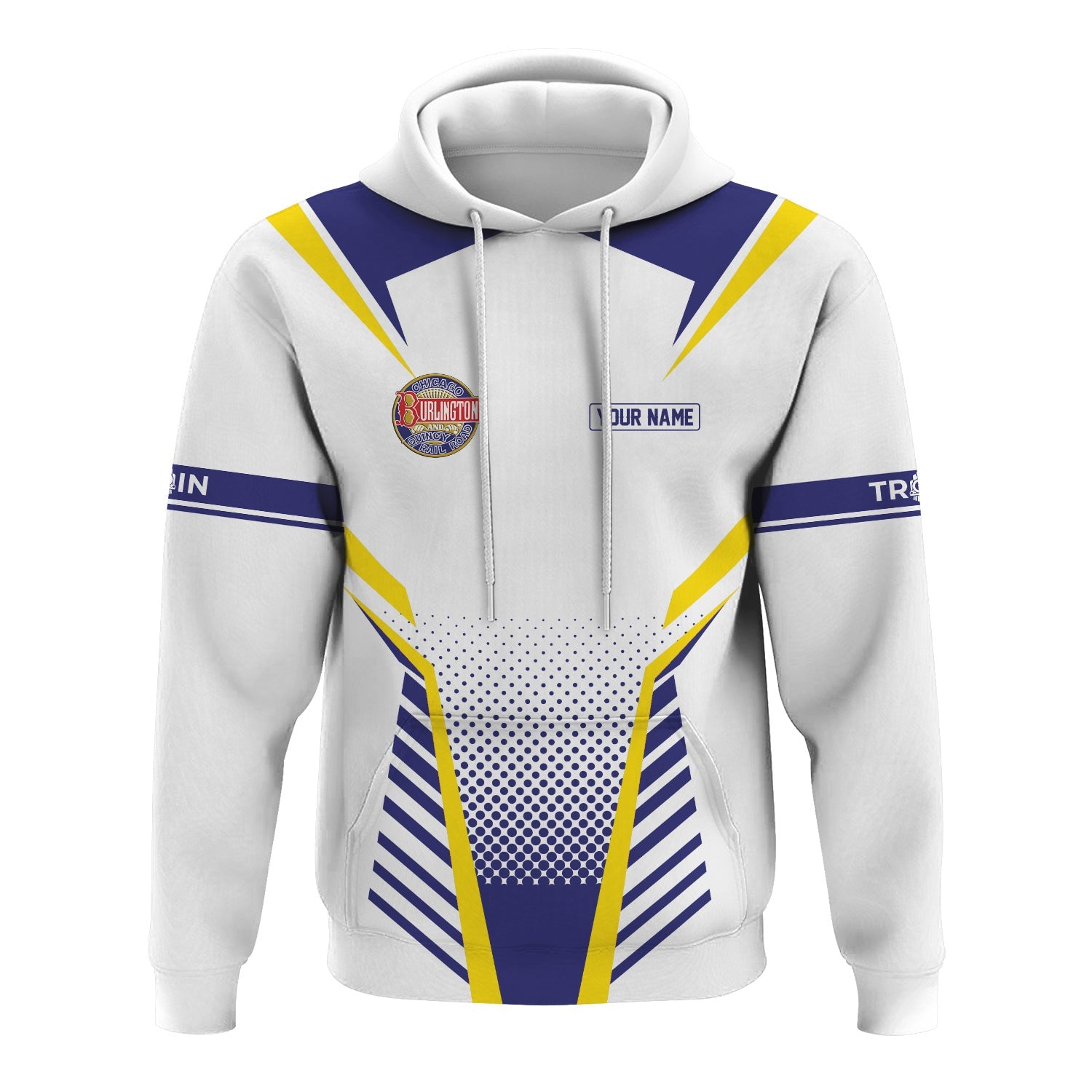 Railspirit Personalized Chicago, Burlington and Quincy Railroad Hoodie Unisex Train Zip Hoodie All Over Print