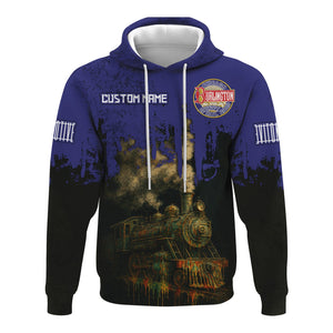 Railspirit Personalized Chicago, Burlington and Quincy Railroad Hoodie Vintage Train Art Style Zip Up Hoodie For Locomotive Fans