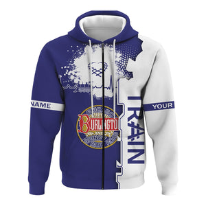 Railspirit Personalized Chicago, Burlington and Quincy Railroad Hoodie Engine Heartbeat and Track Love Style Zip Up Hoodie Gift Idea For Train Lovers