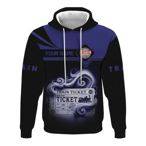 Railspirit Custom Name Chicago, Burlington and Quincy Railroad Hoodie American Train Ticket Printed Zip Hoodie