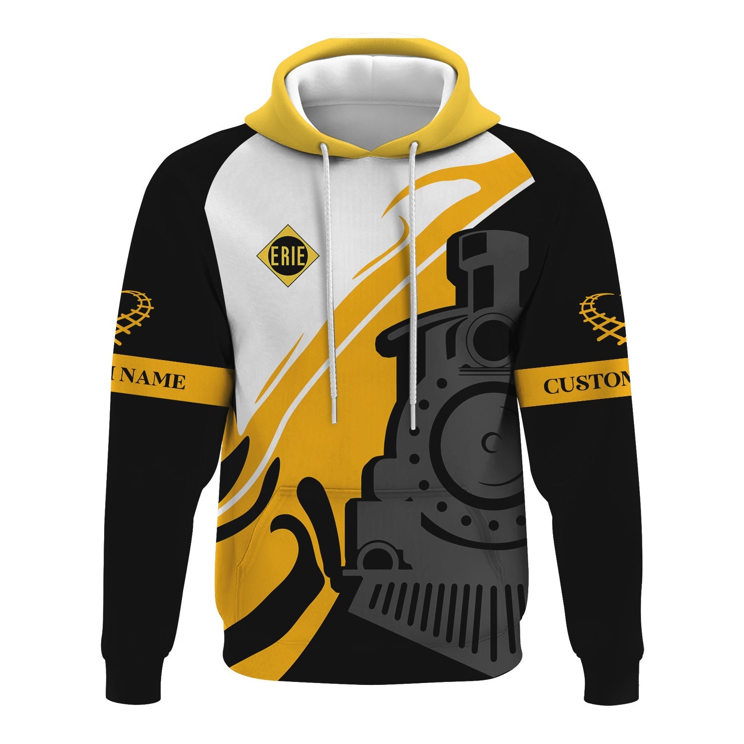 Railspirit Personalized Erie Railroad Hoodie Flame-Inspired Style Zip Up Hoodie Gift Idea For Train Lovers