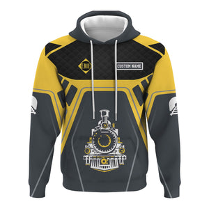Railspirit Personalized Erie Railroad Hoodie Steam Locomotive Engine Graphic Train Zip Up Hoodie All Over Print