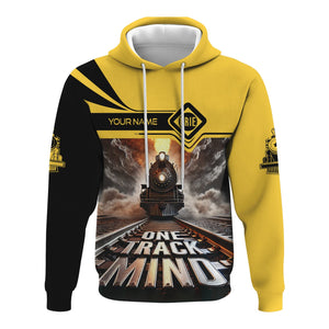 Railspirit Personalized Erie Railroad Hoodie One Track Mind Train Printed ZIp Up Hoodie