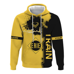 Railspirit Personalized Erie Railroad Hoodie Engine Heartbeat and Track Love Style Zip Up Hoodie Gift Idea For Train Lovers