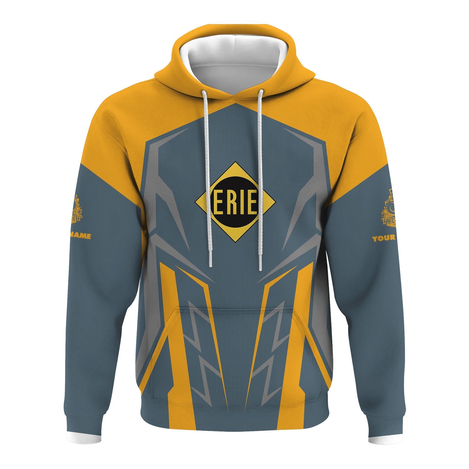 Railspirit Personalized Erie Railroad Hoodie Futuristic Design with Custom Job Train Zip Up Hoodie