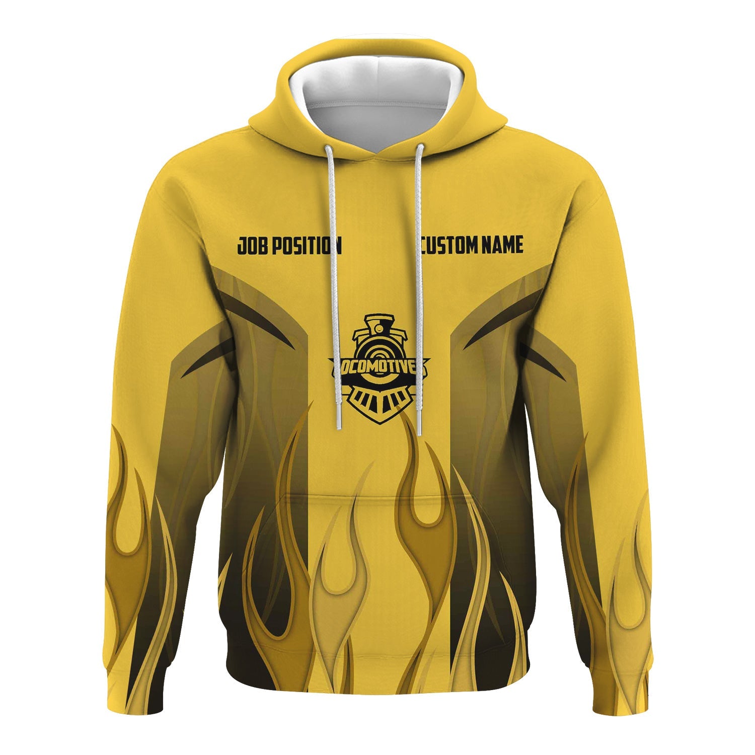 Railspirit Custom Name and Job Title Erie Railroad Hoodie Flame Graphic Train Zip Up Hoodie