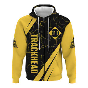 Railspirit Personalized Erie Railroad Hoodie Crackle Texture Style Train Zip Up Hoodie For Trackhead