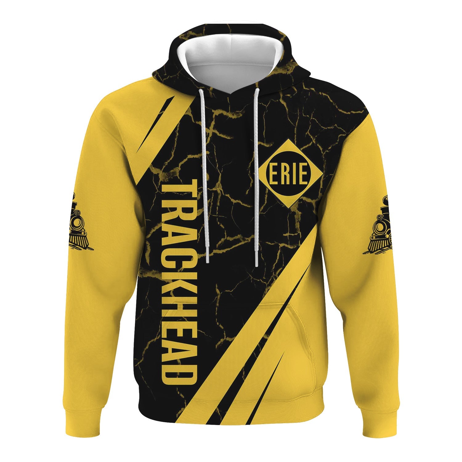 Railspirit Personalized Erie Railroad Hoodie Crackle Texture Style Train Zip Up Hoodie For Trackhead