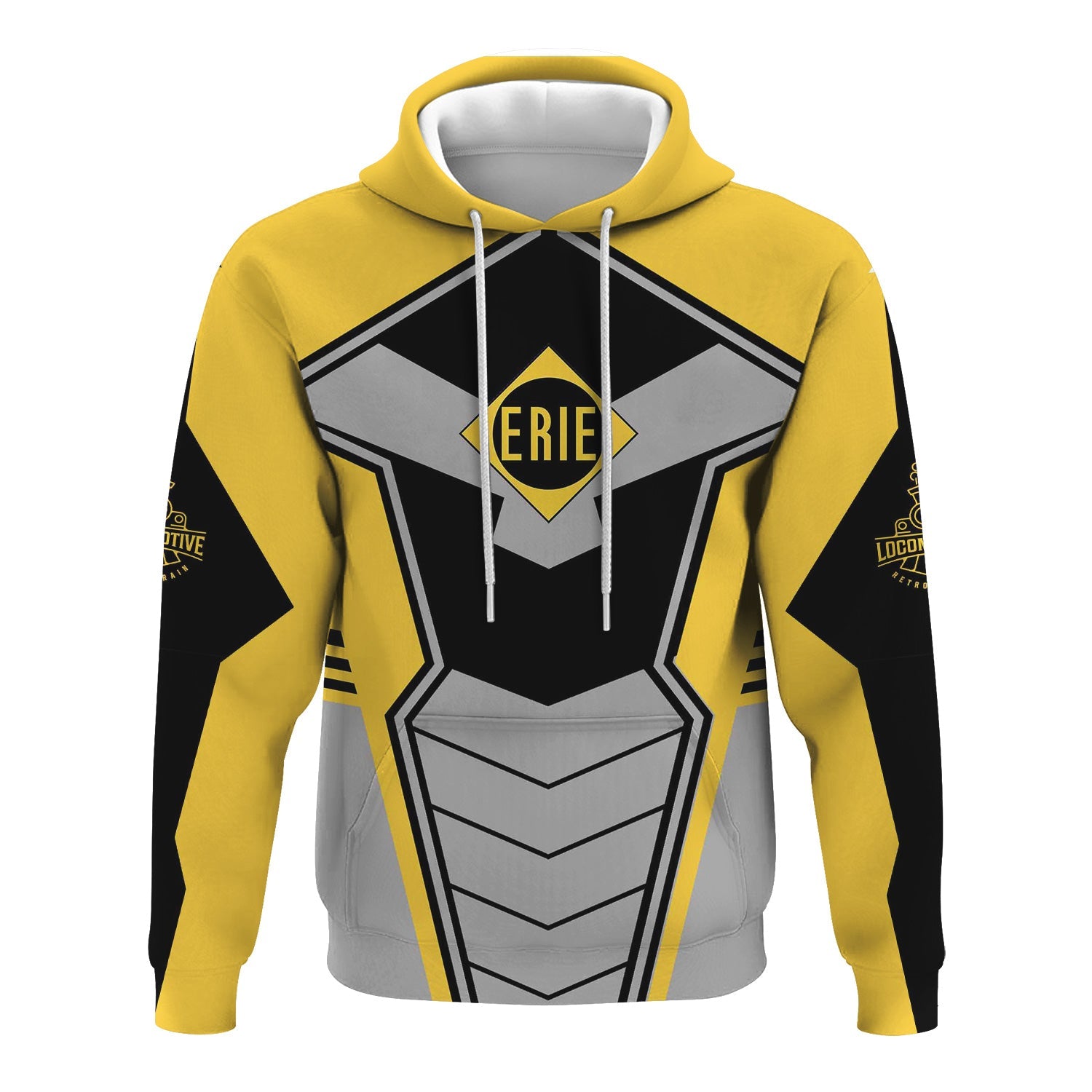 Railspirit Personalized Erie Railroad Hoodie Engine-Inspired Style Train Zip Up Hoodie for Railroad Fanatic