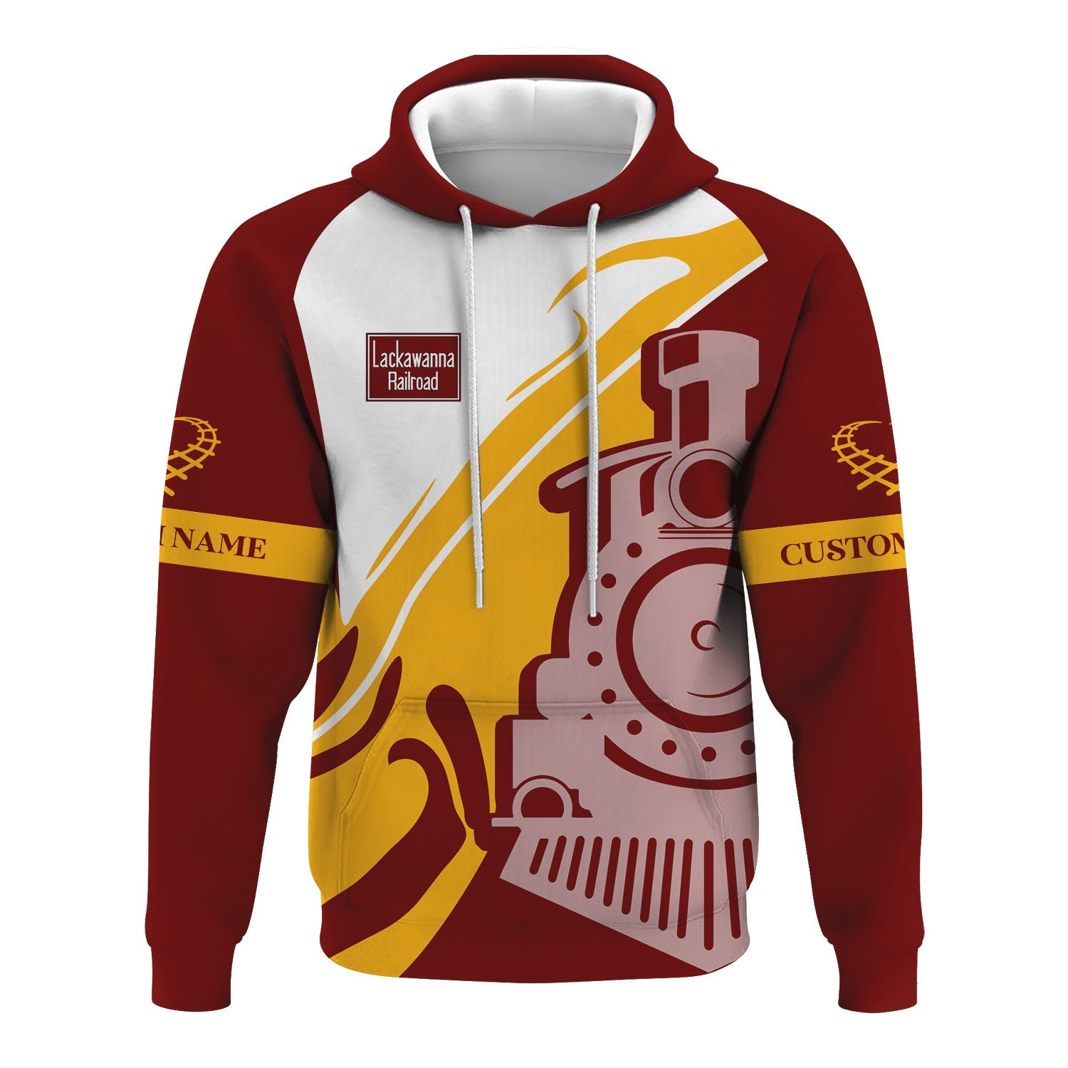 Railspirit Personalized Delaware, Lackawanna and Western Railroad Hoodie Flame-Inspired Style DL&W Zip Up Hoodie Gift Idea For Train Lovers