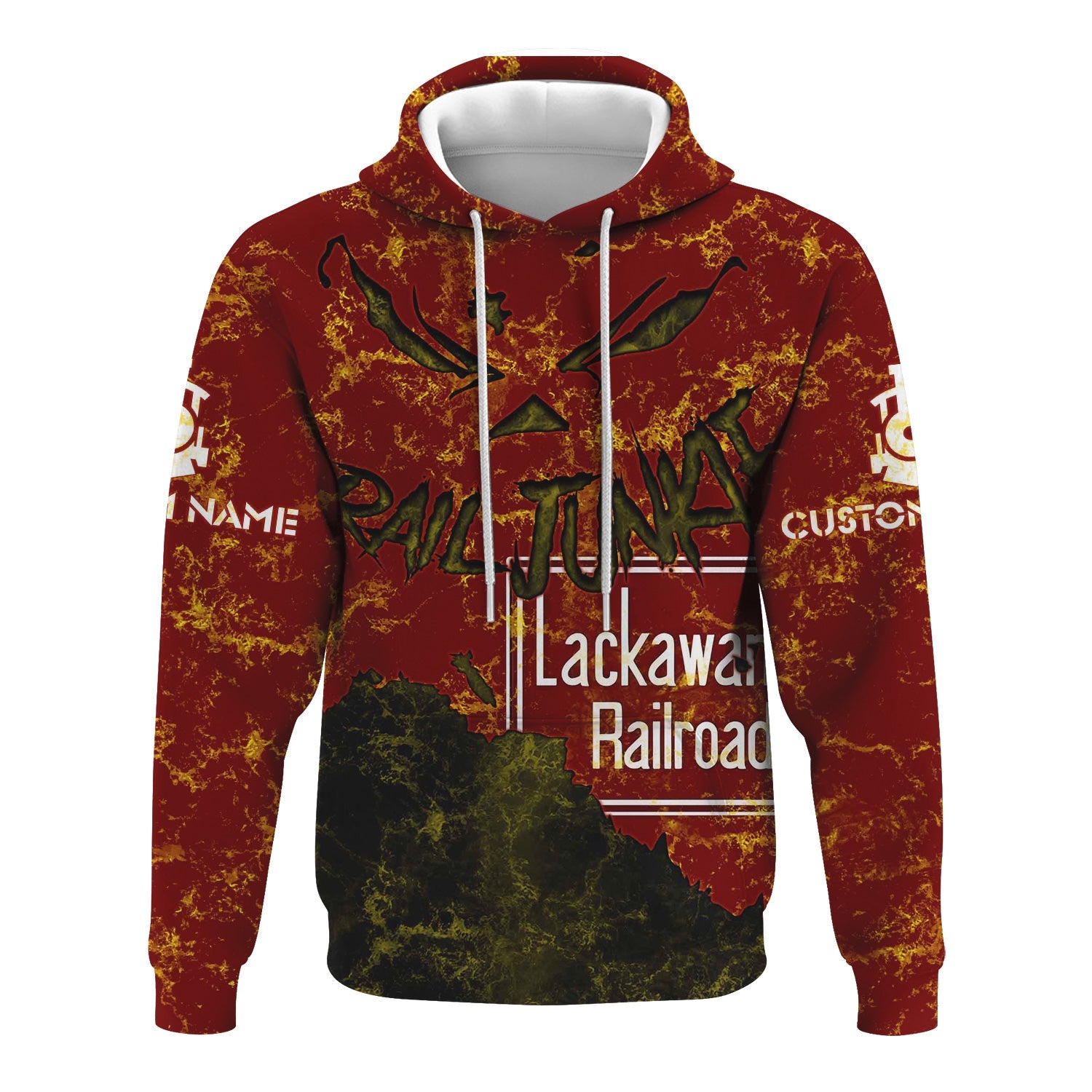 Railspirit Personalized Delaware, Lackawanna and Western Railroad Hoodie Torn Graphic Style DL&W Train Zip Up Hoodie For Rail Junkie