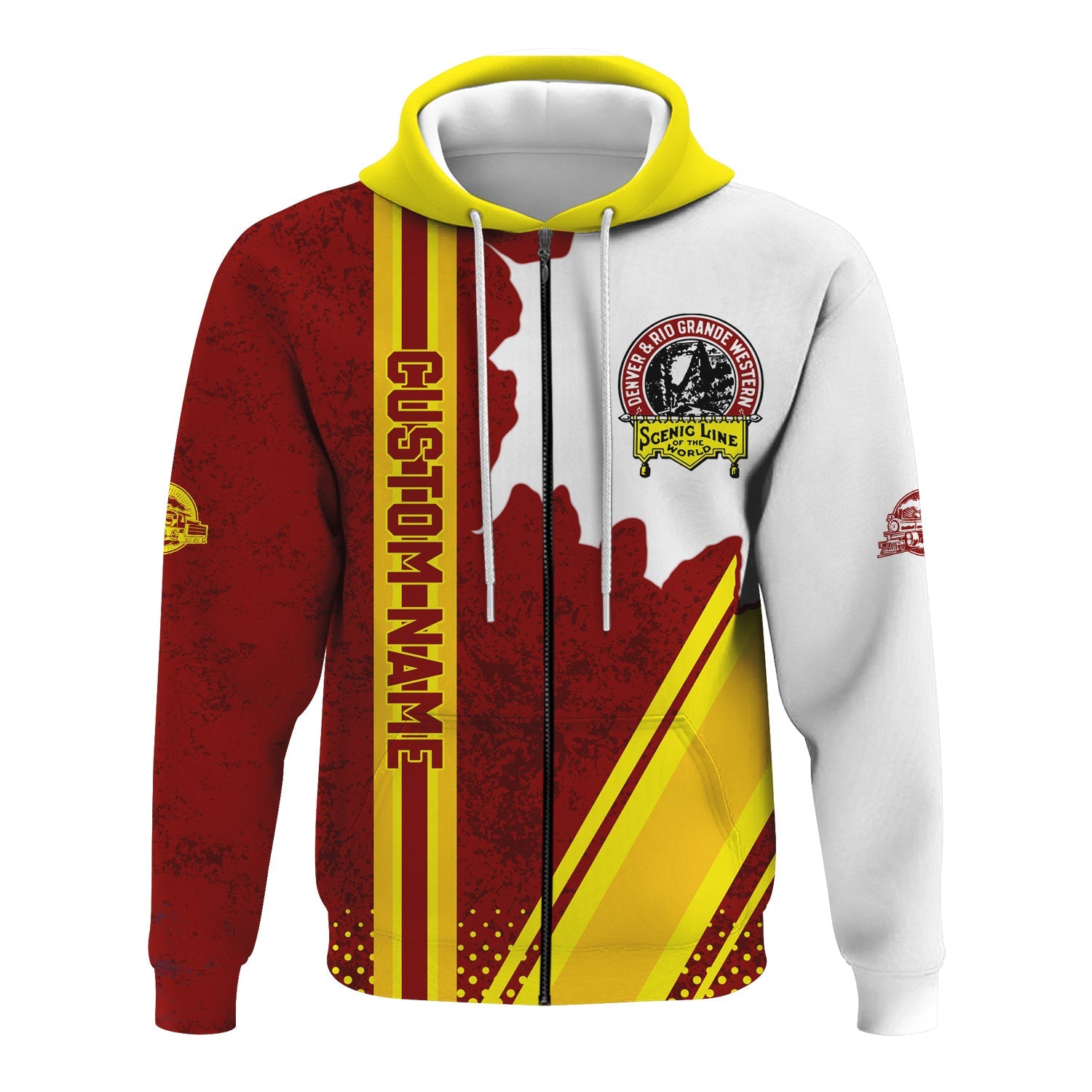 Railspirit Personalized Denver and Rio Grande Western Railroad Hoodie All Over Printed Unisex Zip Up Hoodie