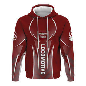 Railspirit Personalized Delaware, Lackawanna and Western Railroad Hoodie Striking Line Style DL&W Train Zip Up Hoodie For Locomotive Lovers