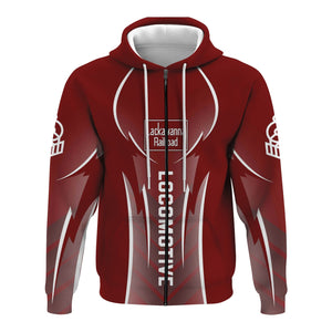 Railspirit Personalized Delaware, Lackawanna and Western Railroad Hoodie Striking Line Style DL&W Train Zip Up Hoodie For Locomotive Lovers