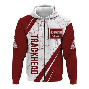 Railspirit Personalized Delaware, Lackawanna and Western Railroad Hoodie Crackle Texture Style DL&W Train Zip Up Hoodie For Trackhead