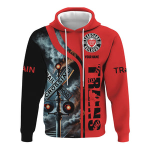 Railspirit Custom Name Seaboard Air Line Railroad Hoodie Railroad Crossing Sign Printed Zip Hoodie