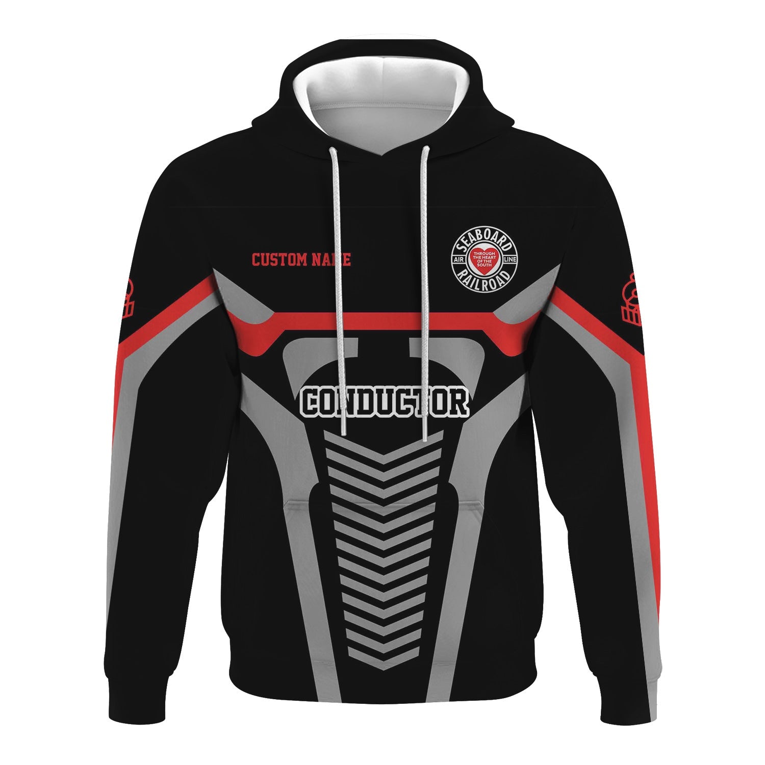 Railspirit Personalized Seaboard Air Line Railroad Hoodie Track-Inspired with Custom Job Position Train Zip Up Hoodie