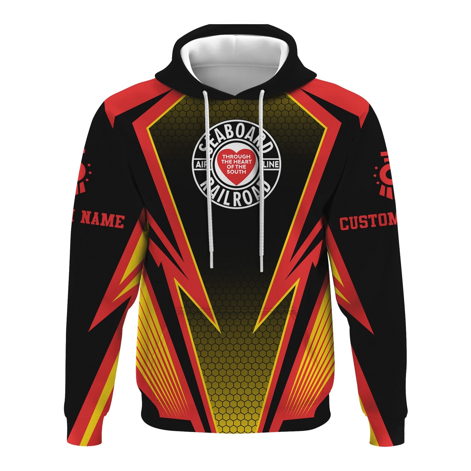 Railspirit Personalized Seaboard Air Line Railroad Hoodie Lightning Graphic Style Zip Up Hoodie Gift Idea For Train Lover