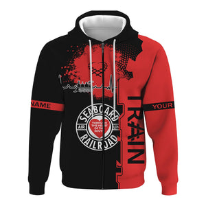 Railspirit Personalized Seaboard Air Line Railroad Hoodie Engine Heartbeat and Track Love Style Zip Up Hoodie Gift Idea For Train Lovers