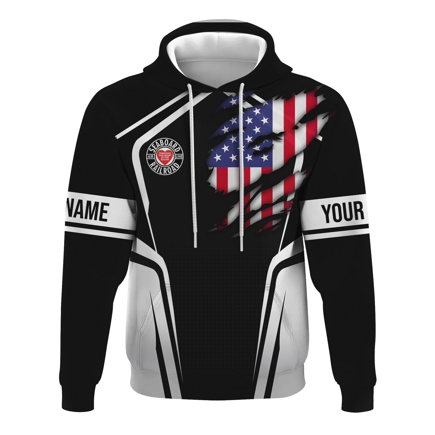 Railspirit Personalized Seaboard Air Line Railroad Hoodie American Eagle Vintage Train Zip Up Hoodie