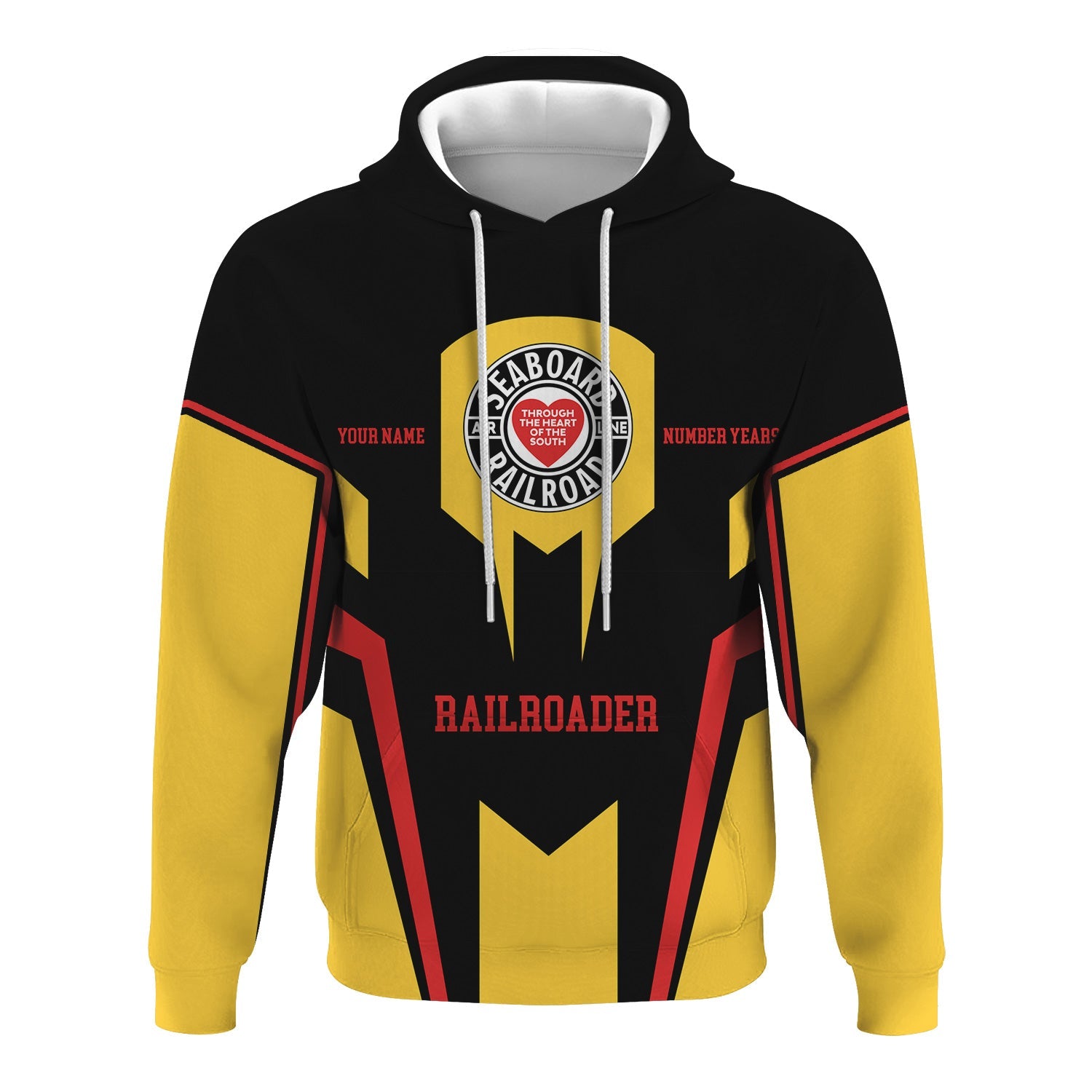 Railspirit Personalized Seaboard Air Line Railroad Hoodie Custom Year Railroader Zip Up Hoodie Gift Idea For Train Lover