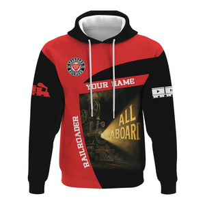 Railspirit Personalized Seaboard Air Line Railroad Hoodie All Aboard Steam Train Movie Projector Style Zip Up Hoodie