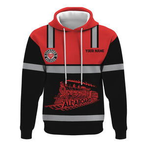 Railspirit Custom Name Seaboard Air Line Railroad Hoodie Eat Train Sleep Repeat Printed Train Zip Hoodie