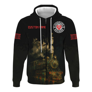 Railspirit Personalized Seaboard Air Line Railroad Hoodie Vintage Train Art Style Zip Up Hoodie For Locomotive Fans