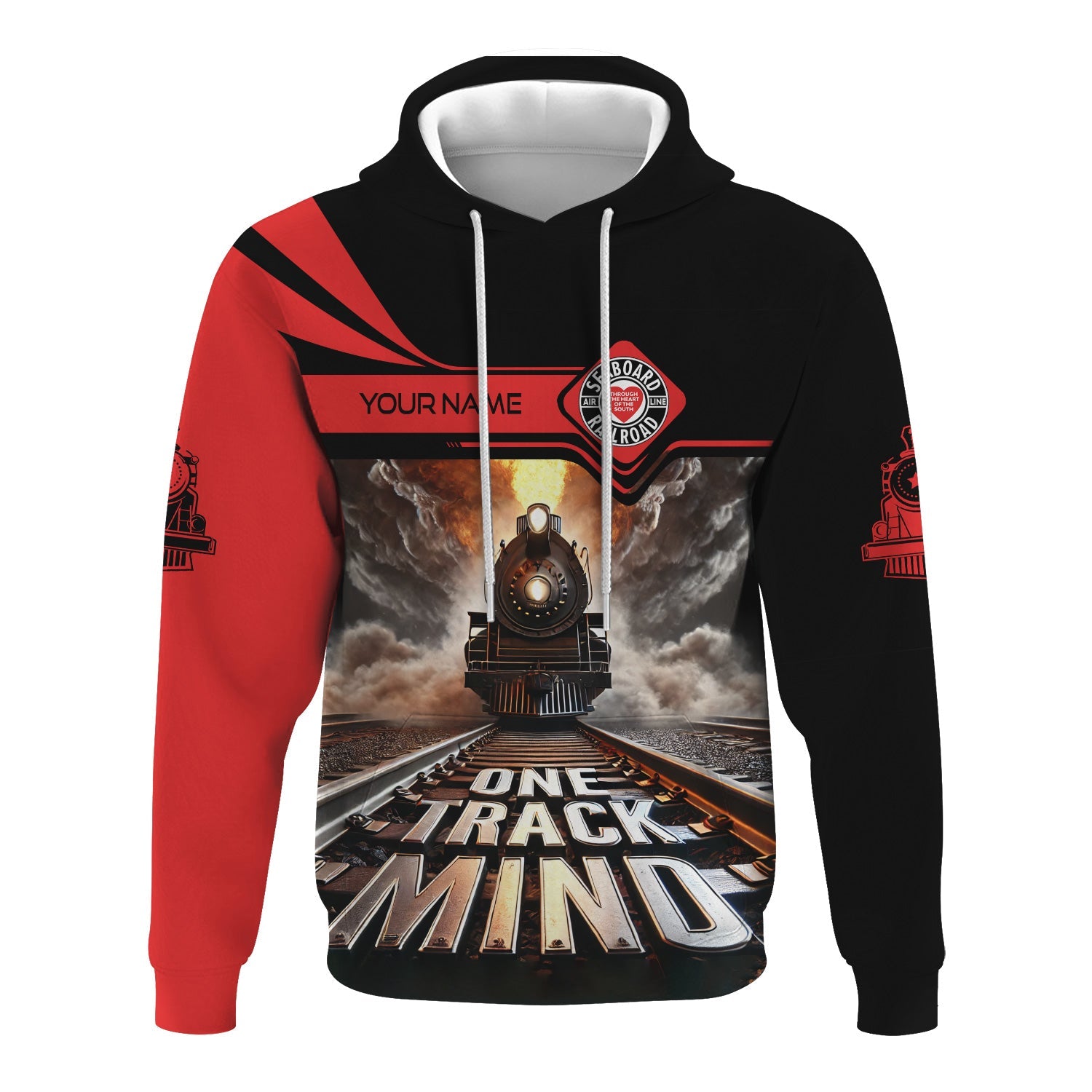 Railspirit Personalized Seaboard Air Line Railroad Hoodie One Track Mind Train Printed ZIp Up Hoodie