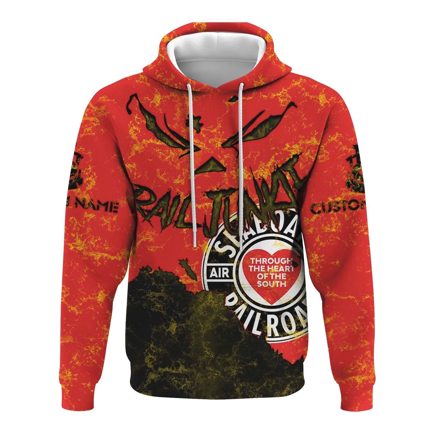 Railspirit Personalized Seaboard Air Line Railroad Hoodie Torn Graphic Style Train Zip Up Hoodie For Rail Junkie