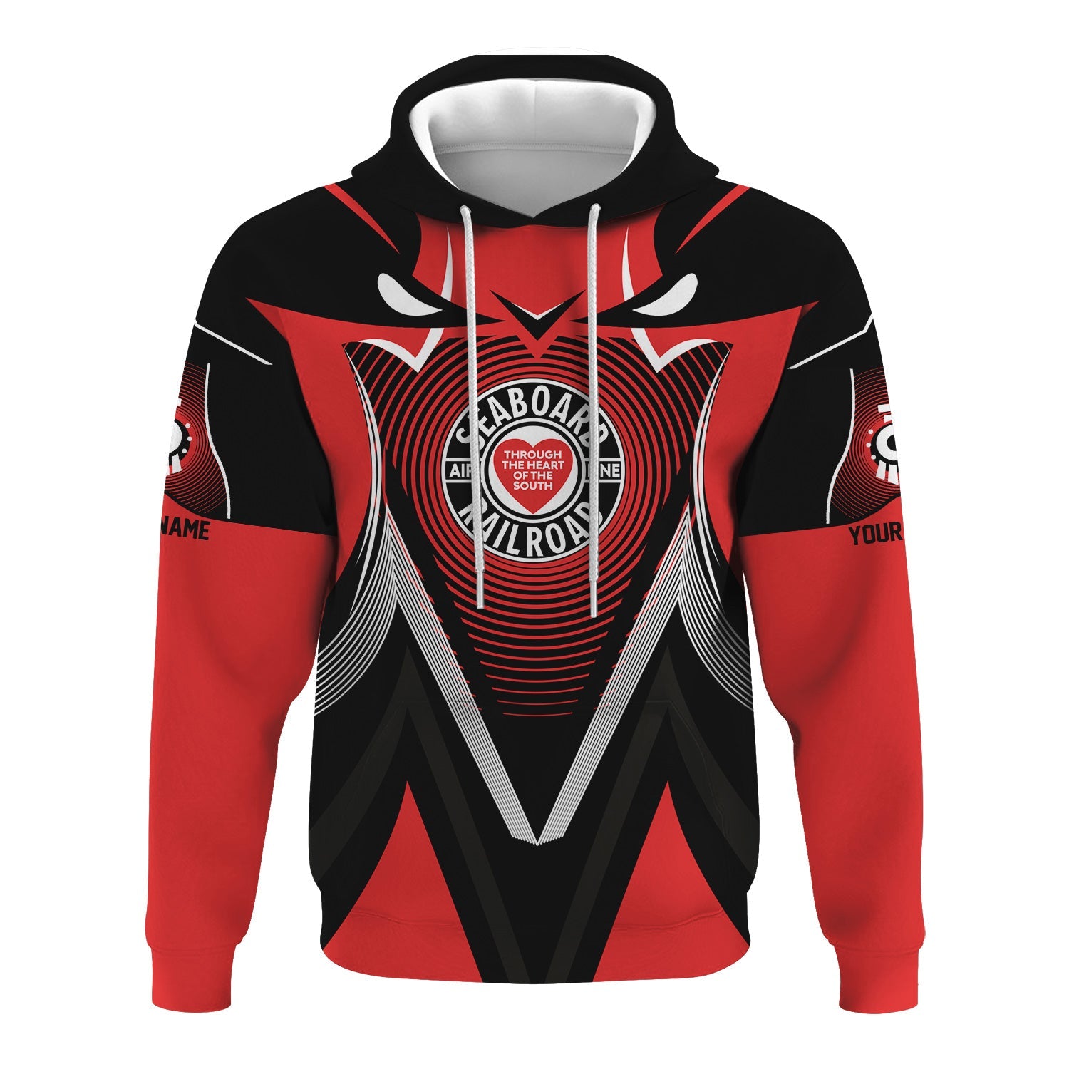 Railspirit Personalized Seaboard Air Line Railroad Hoodie Vibrant Graphic Pattern Zip Up Hoodie For Train Enthusiasts