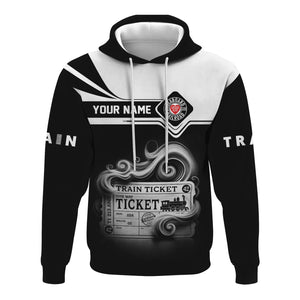 Railspirit Custom Name Seaboard Air Line Railroad Hoodie American Train Ticket Printed Zip Hoodie