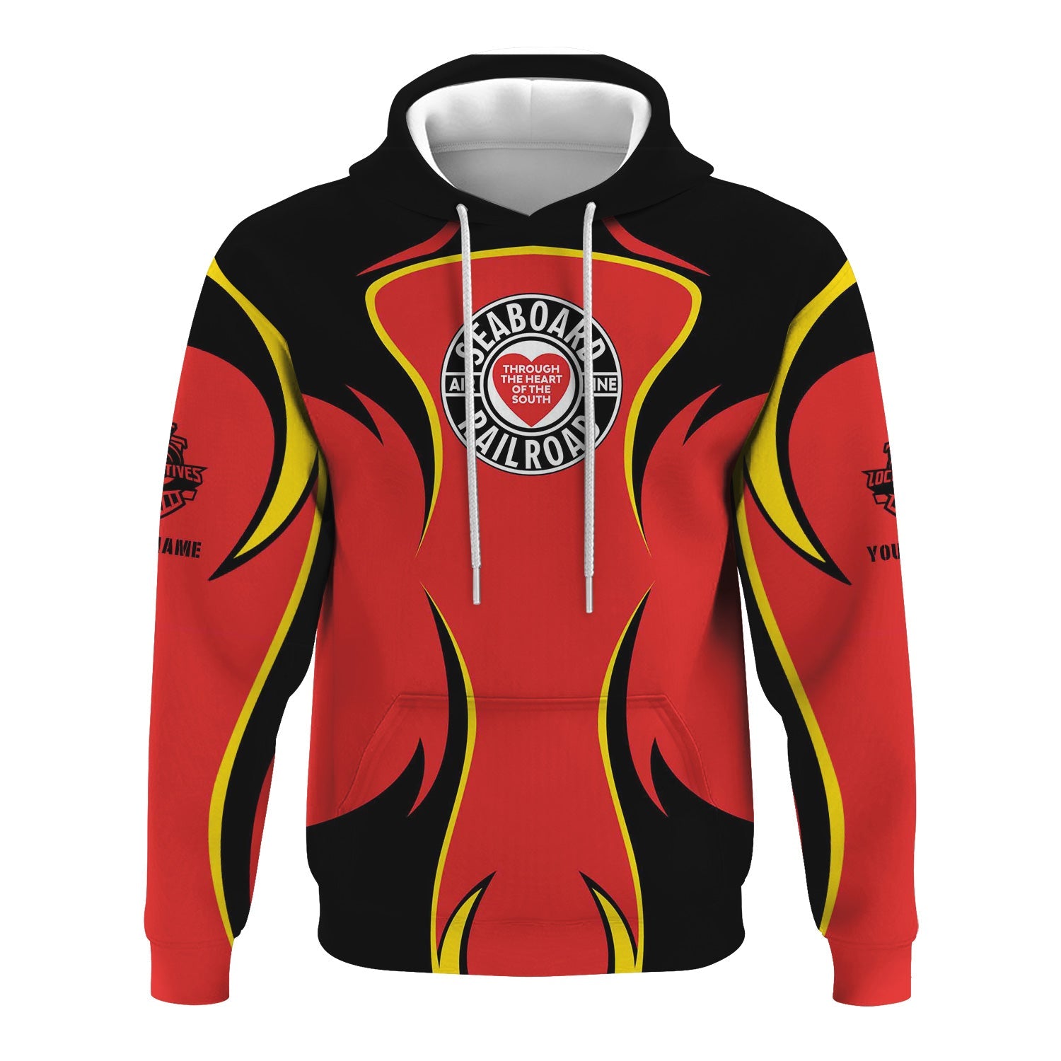 Railspirit Personalized Seaboard Air Line Railroad Hoodie Distinctive Flame Style Zip Up Hoodie For Steam Engine Addict