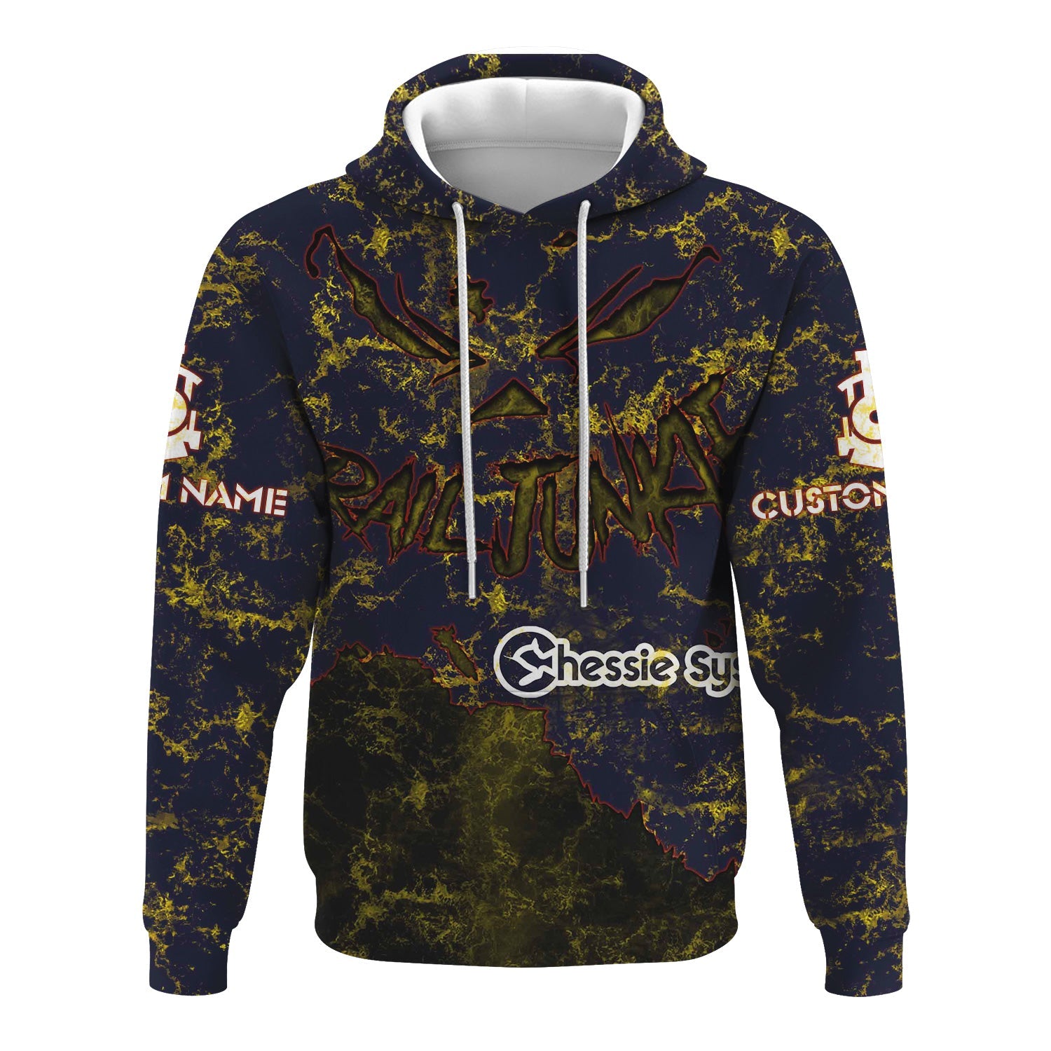 Railspirit Personalized Chessie System Railroad Hoodie Torn Graphic Style Train Zip Up Hoodie For Rail Junkie