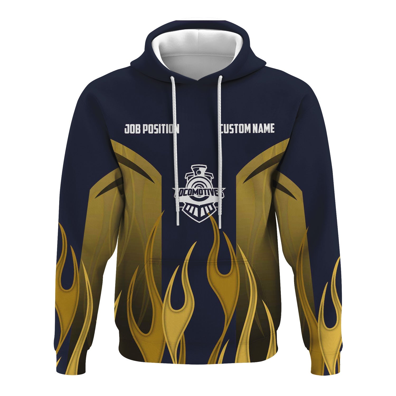 Railspirit Custom Name and Job Title Chessie System Railroad Hoodie Flame Graphic Train Zip Up Hoodie