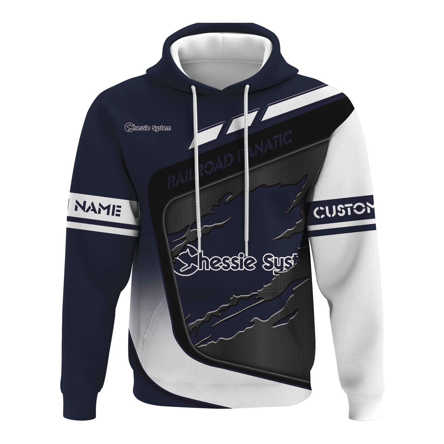 Railspirit Personalized Chessie System Railroad Hoodie Ripped Texture Style Train Zip Up Hoodie For Railroad Fanatic