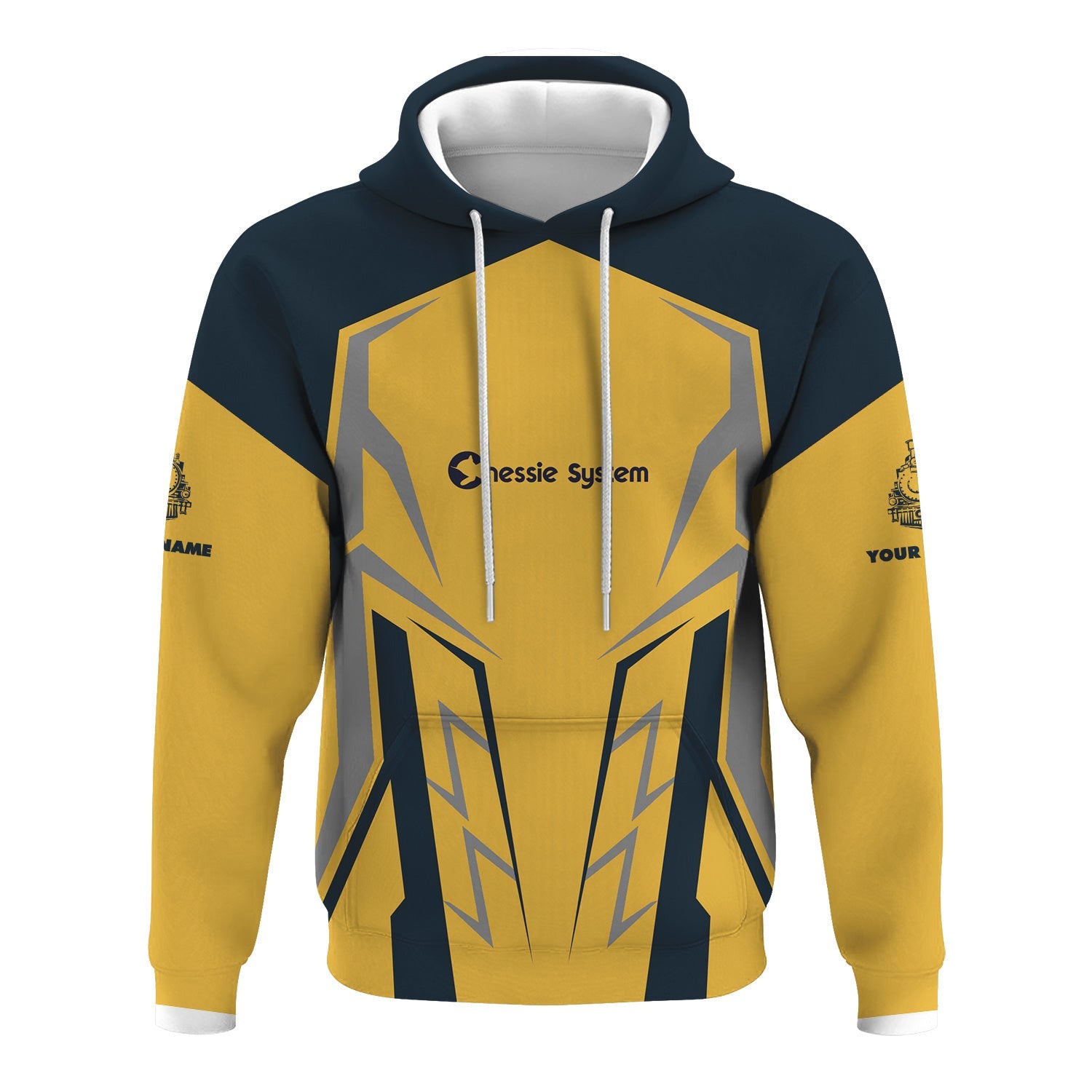 Railspirit Personalized Chessie System Railroad Hoodie Futuristic Design with Custom Job Train Zip Up Hoodie