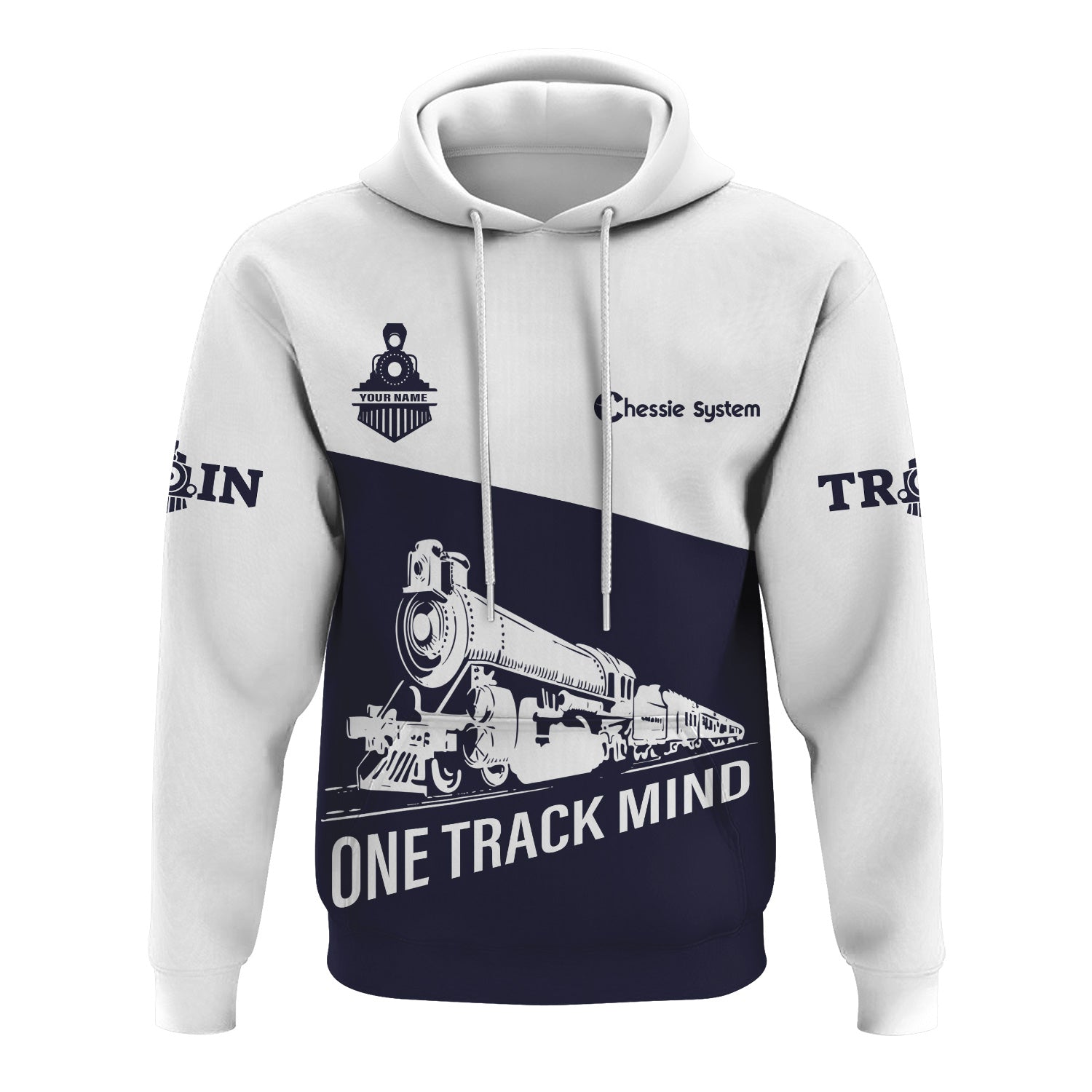 Railspirit Custom Name Chessie System Railroad Hoodie One Track Mind Printed Zip Hoodie