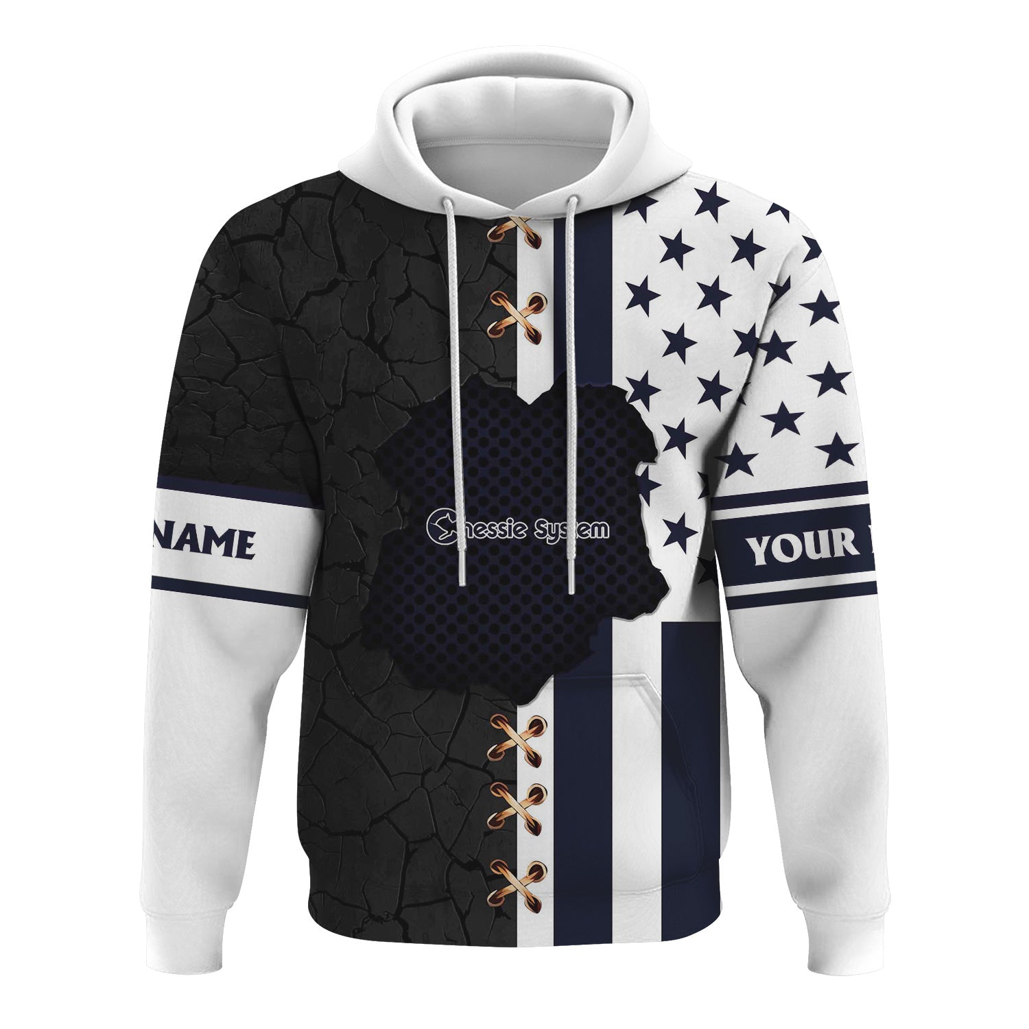 Railspirit Personalized Chessie System Railroad Hoodie American Flag with Crack Effect Train Zip Up Hoodie