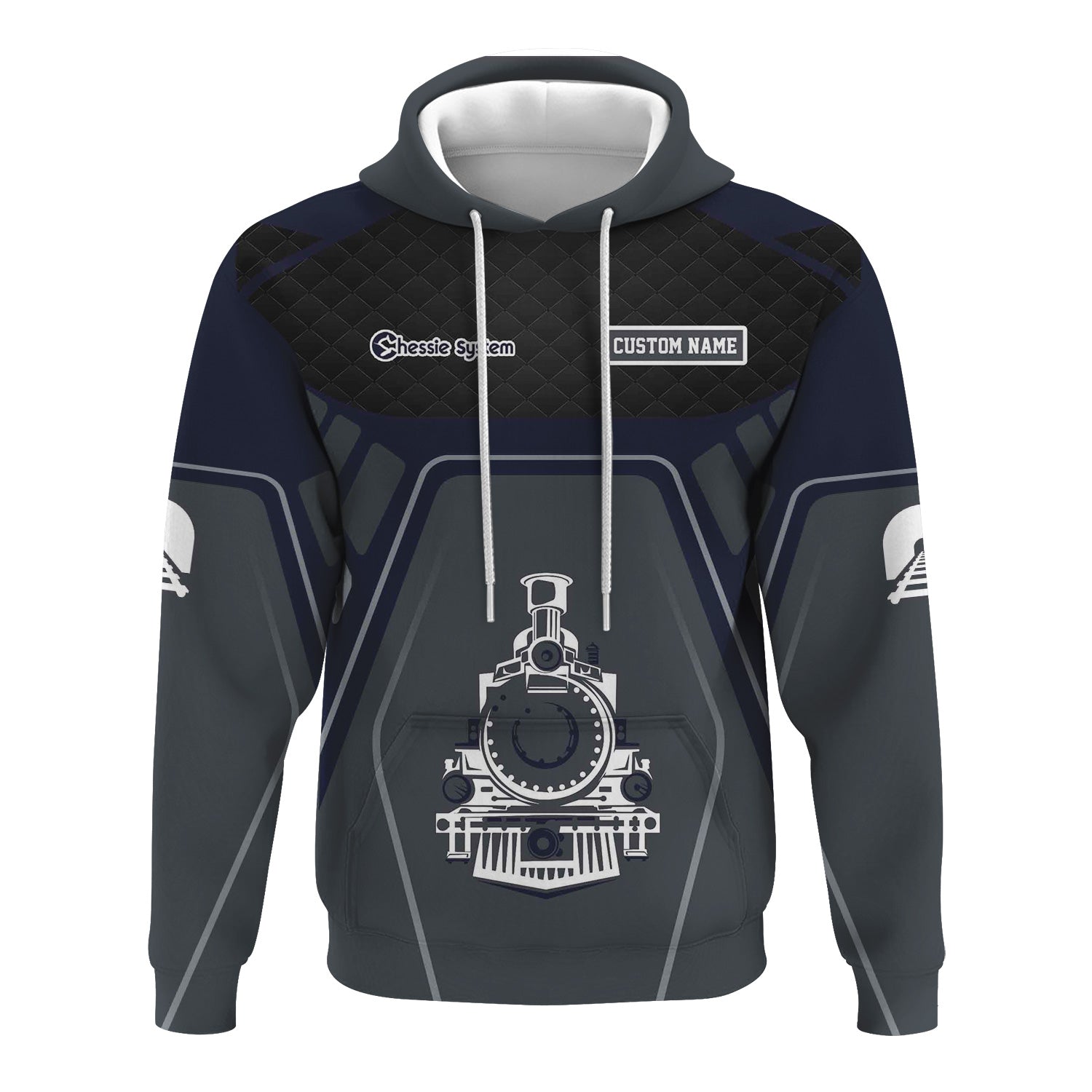 Railspirit Personalized Chessie System Railroad Hoodie Steam Locomotive Engine Graphic Train Zip Up Hoodie All Over Print