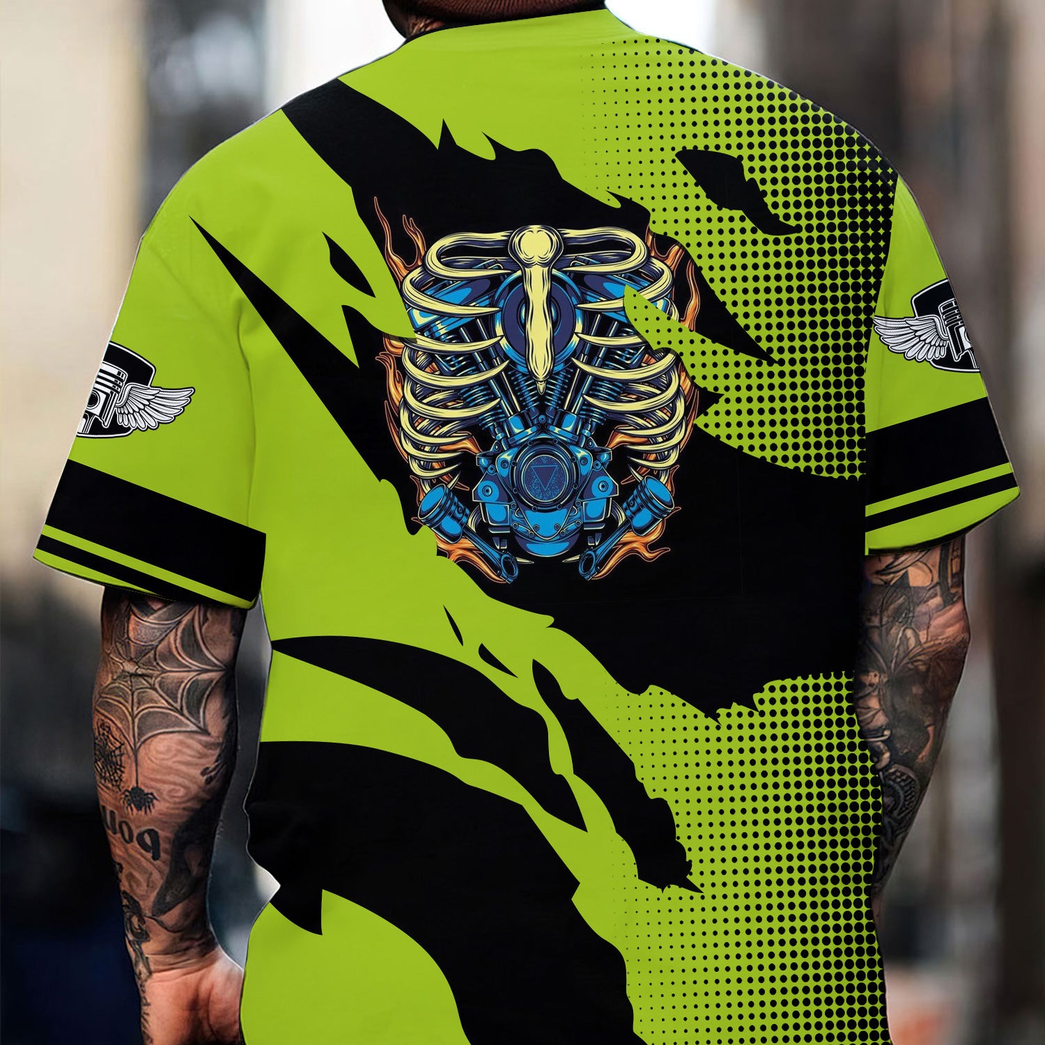 Custom Mechanic Shirt, Personalized Engine Skeleton Shirt, Garage Workwear Gift for Auto Repair, Motorcycle Biker Mechanic For Men