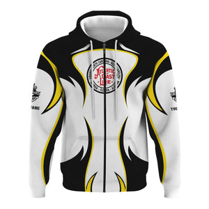 Railspirit Personalized Atlantic Coast Line Railroad Hoodie Distinctive Flame Style Zip Up Hoodie For Steam Engine Addict