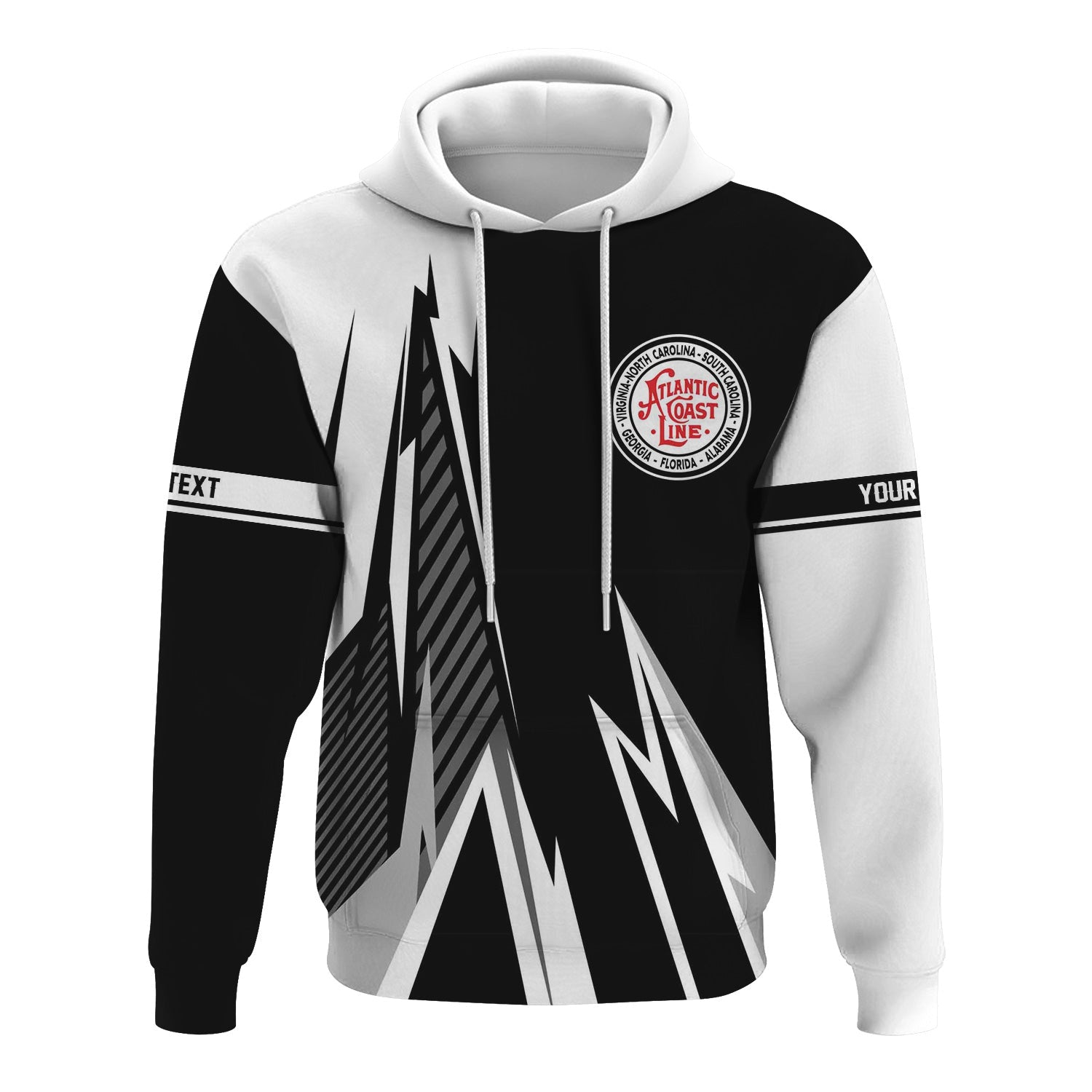 Railspirit Personalized Atlantic Coast Line Railroad Hoodie Lightning-Inspired Railway Style Zip Up Hoodie For Train Lovers