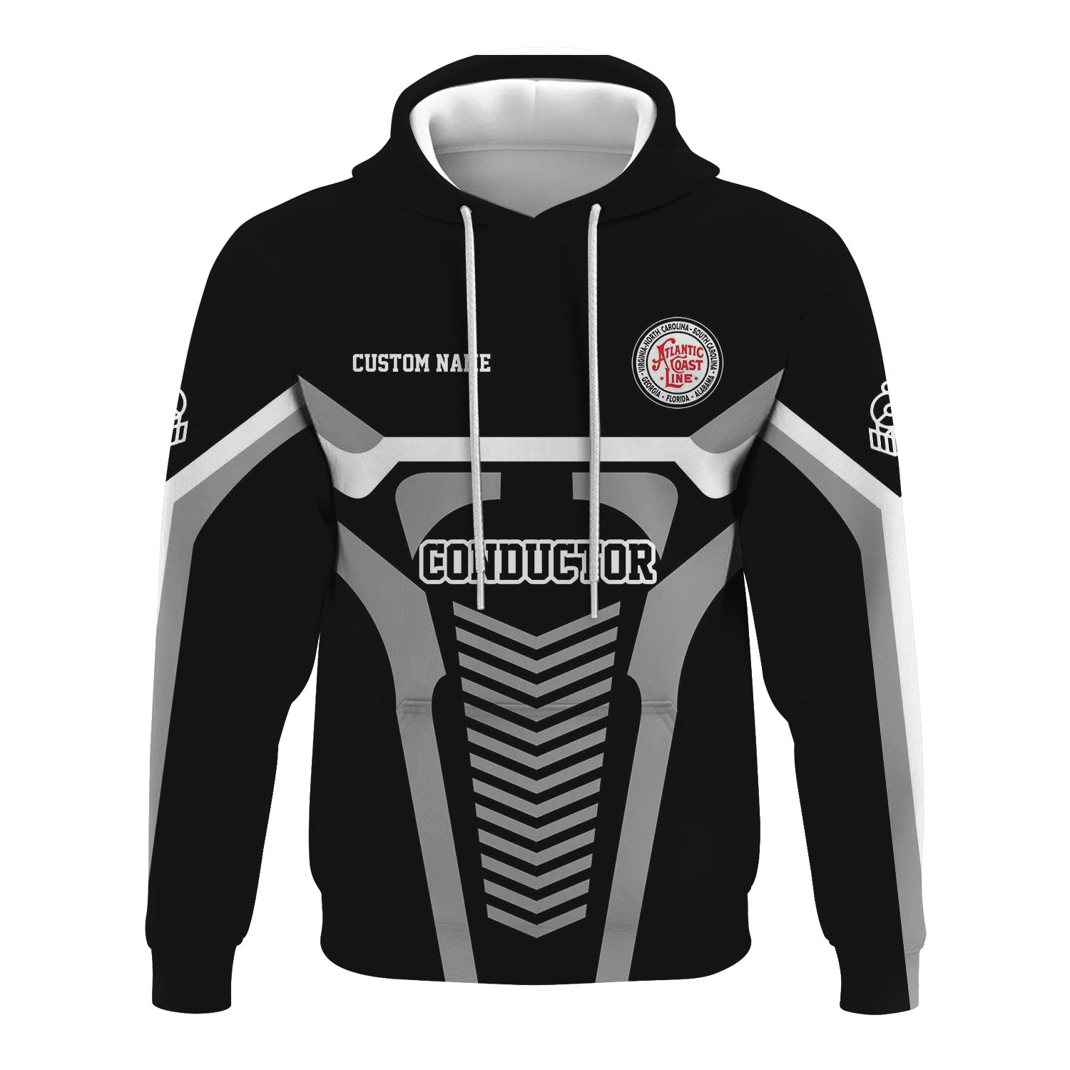 Railspirit Personalized Atlantic Coast Line Railroad Hoodie Track-Inspired with Custom Job Position Train Zip Up Hoodie