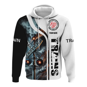 Railspirit Custom Name Atlantic Coast Line Railroad Hoodie Railroad Crossing Sign Printed Zip Hoodie
