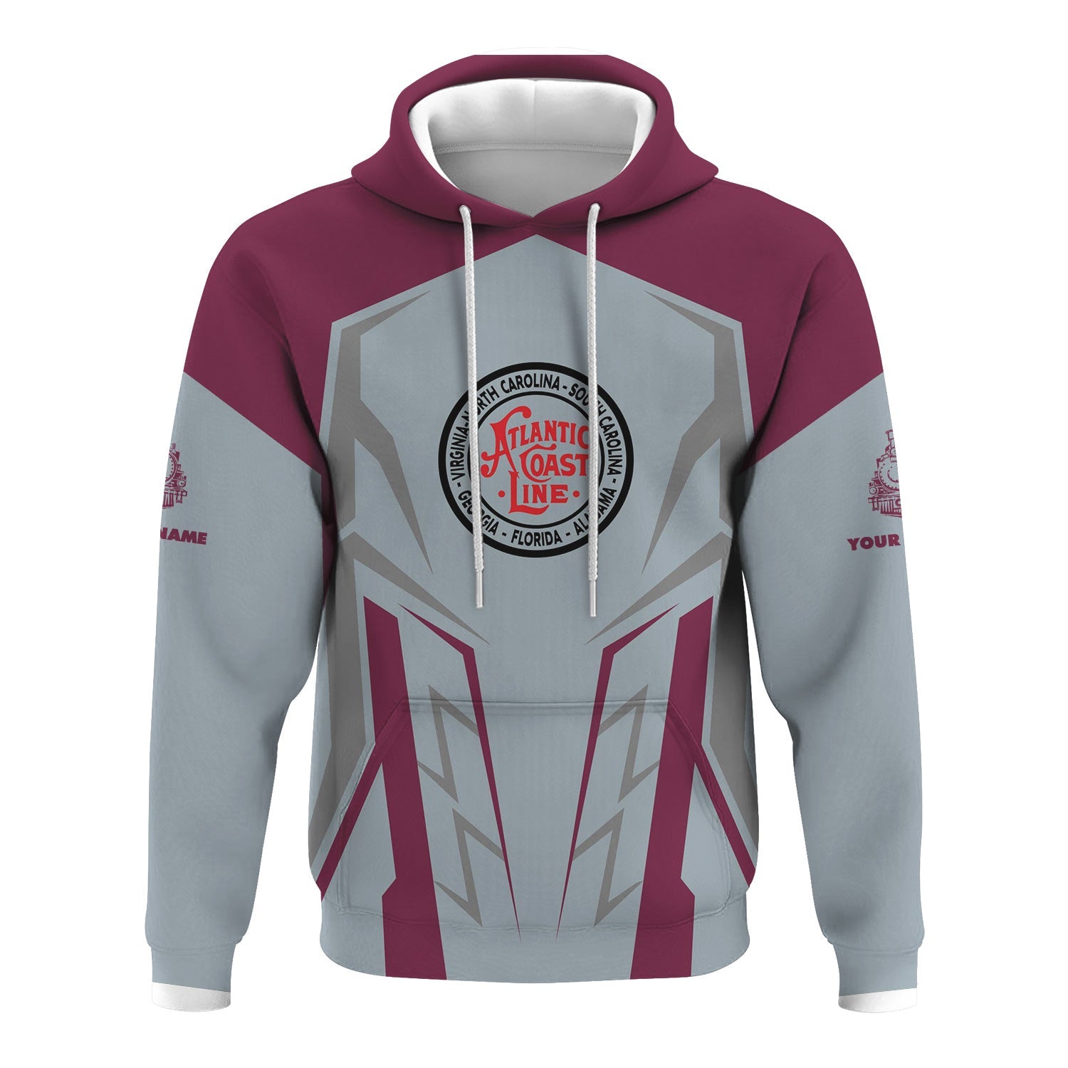 Railspirit Personalized Atlantic Coast Line Railroad Hoodie Futuristic Design with Custom Job Train Zip Up Hoodie