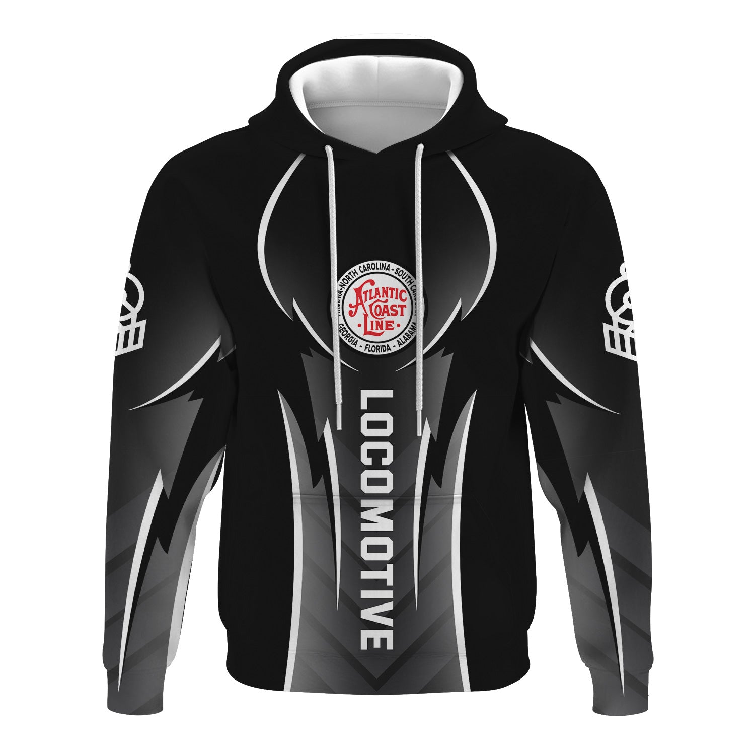 Railspirit Personalized Atlantic Coast Line Railroad Hoodie Striking Line Style Train Zip Up Hoodie For Locomotive Lovers