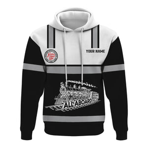 Railspirit Custom Name Atlantic Coast Line Railroad Hoodie Eat Train Sleep Repeat Printed Train Zip Hoodie
