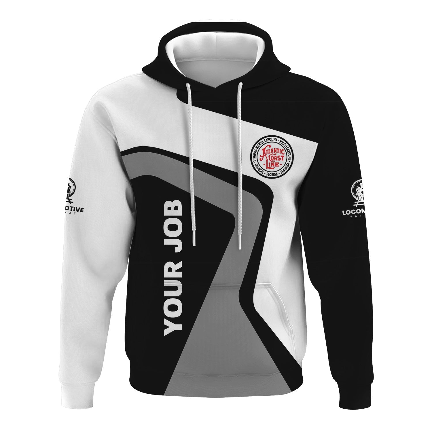 Railspirit Personalized Atlantic Coast Line Railroad Hoodie Unique Design with Custom Job Position Train Zip Up Hoodie