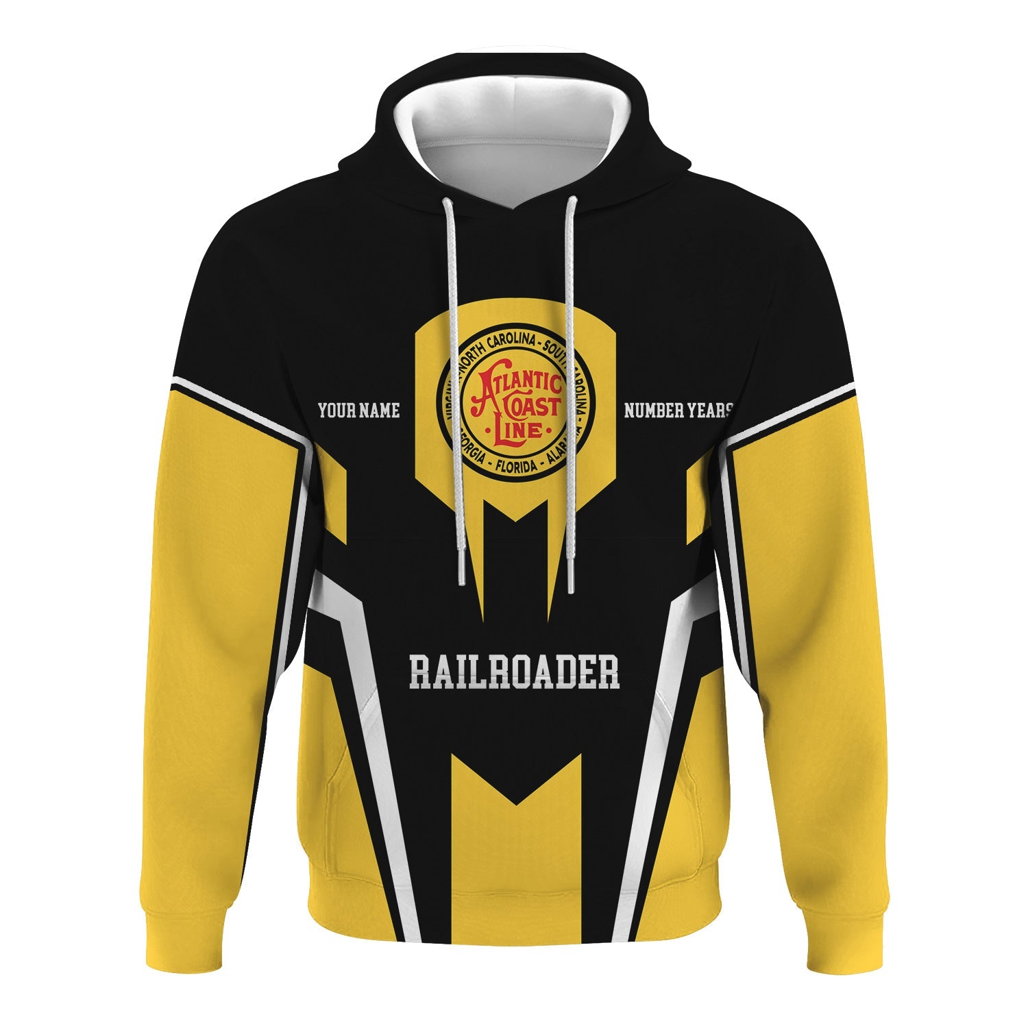 Railspirit Personalized Atlantic Coast Line Railroad Hoodie Custom Year Railroader Zip Up Hoodie Gift Idea For Train Lover